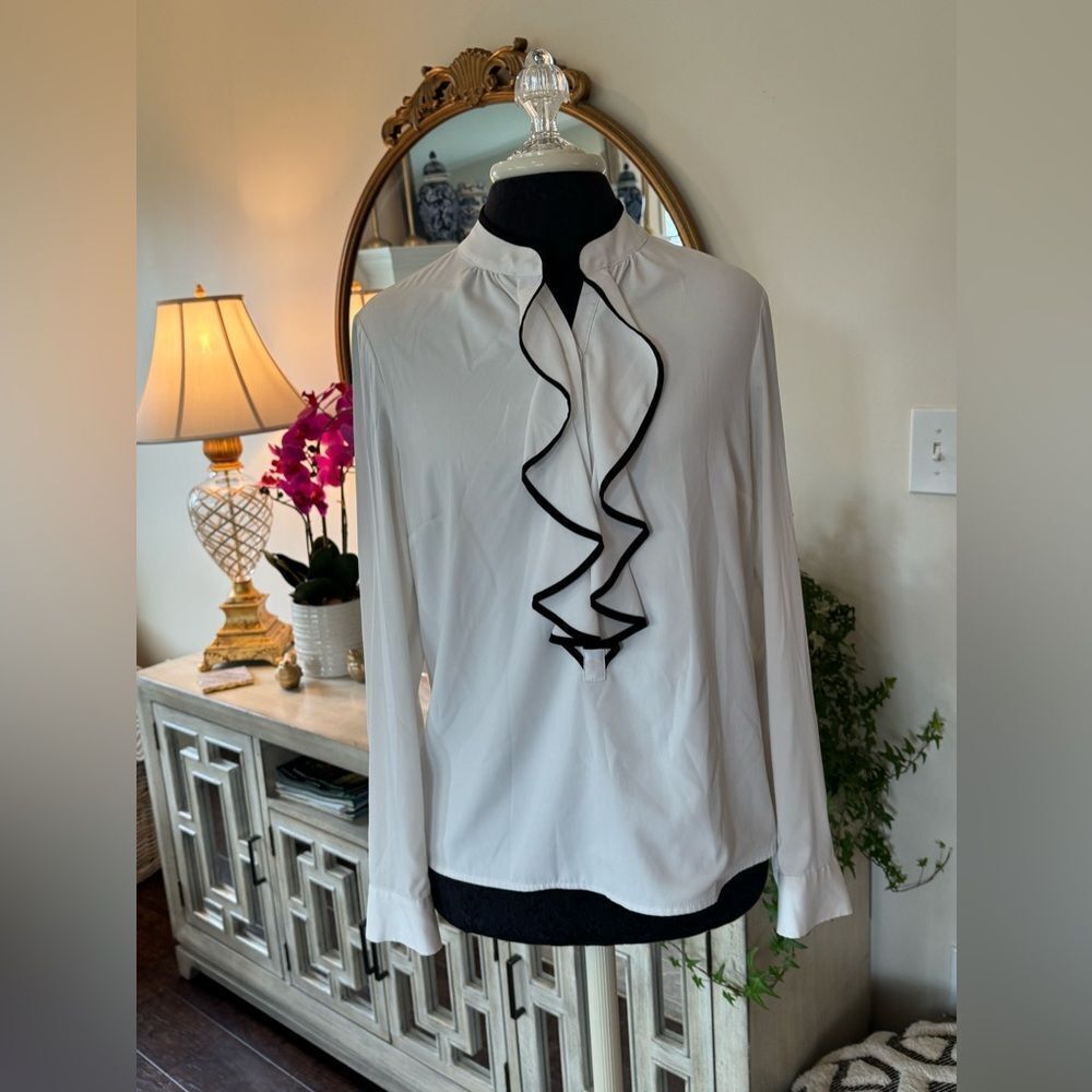 White ruffled Calvin Klein shirt size small